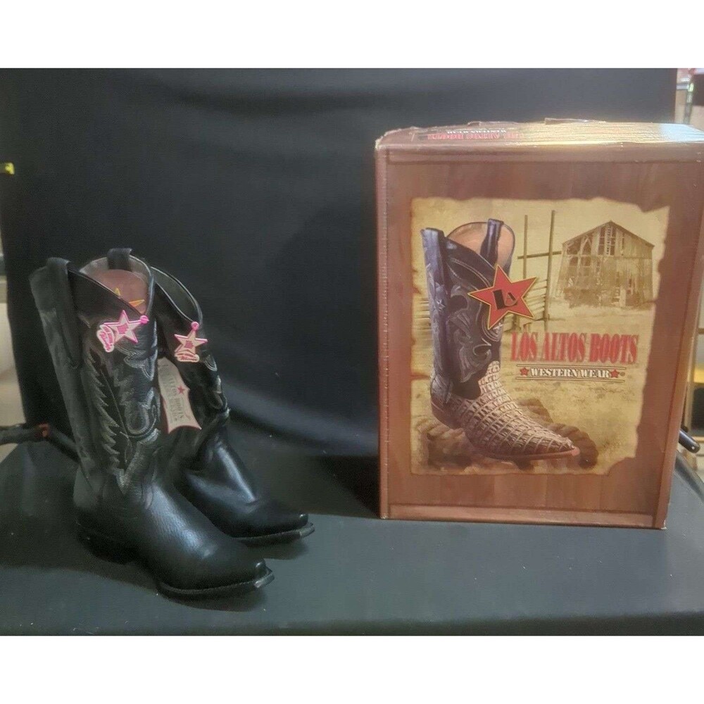 Los Altos Boots Boots Womens Size 7 Black Western Embroidered Mid-Calf 1348305-M